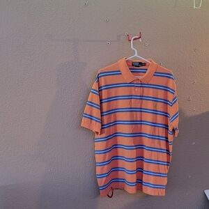 Men's XXL Ralph Lauren Polo Classic Fit Vintage Orange Blue and White SS Shirt